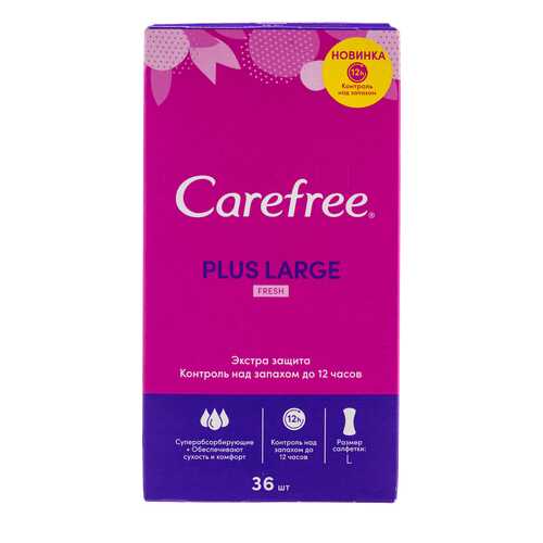 Салфетки carefree plus large fresh ароматизированные, 36 шт в Тенториум
