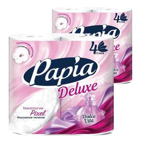 Туалетная бумага PAPIA DELUXE Арома Дольче Вита 4 слоя 4 рулона в наборе 2шт в Тенториум